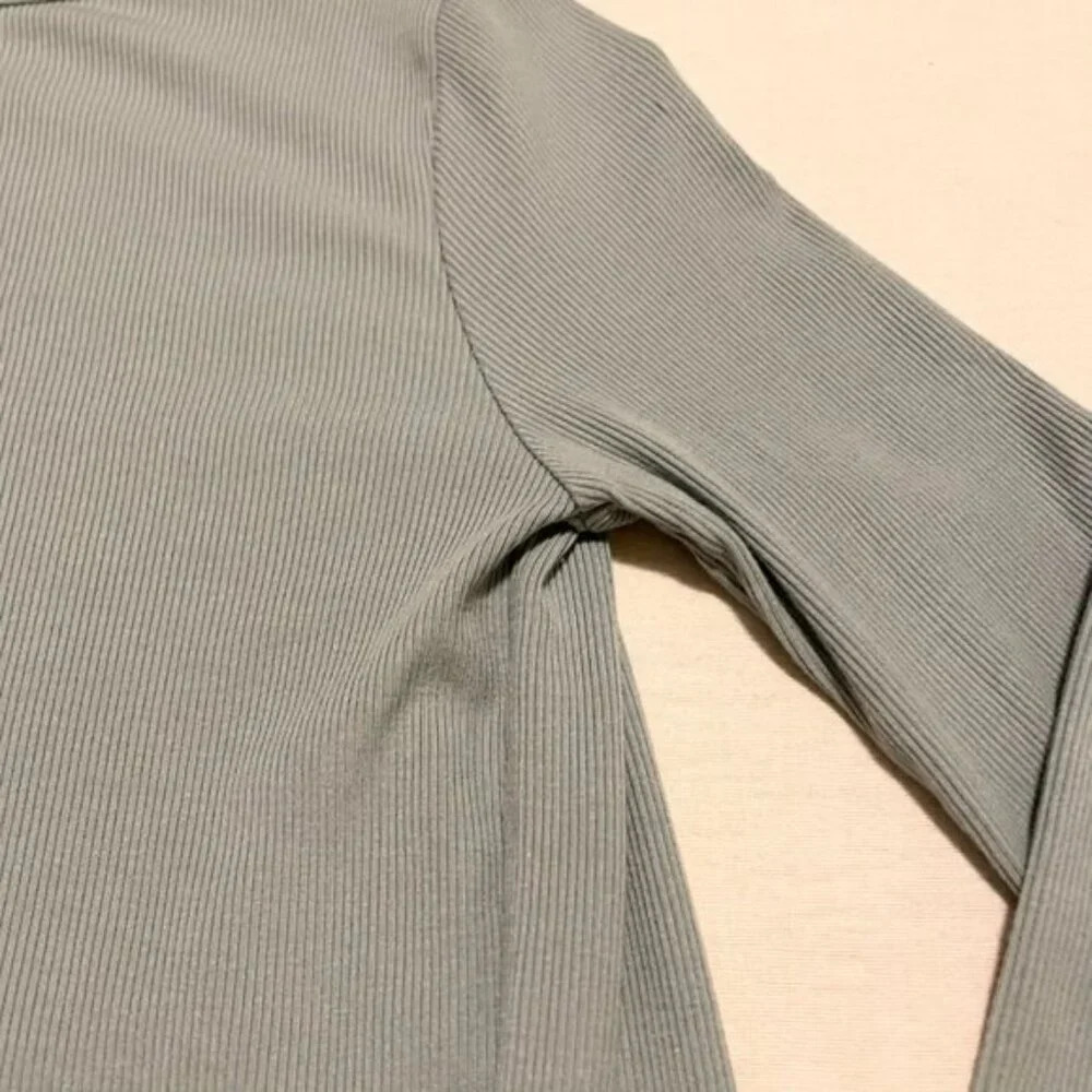Aritzia Wilfred Tie Front Long Sleeve Ribbed Stretchy Crop Top  XXS - Picture 14 of 16